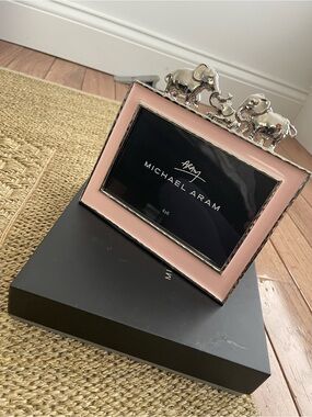 Michael Aram Pink Picture Frame with Silver Elephant Accents